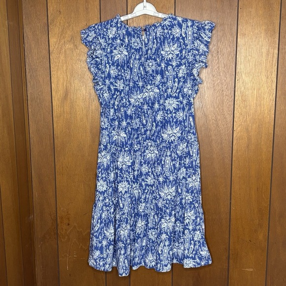 Ann Taylor Dress Women L Blue Floral Boho Cottagecore Romantic‎ Feminine Fairy - Picture 4 of 15